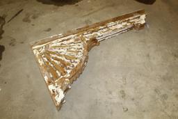 1 salvaged antique New Orleans corbel with chippy peach paint; approx. 3 1/4" (thick) x 33" (tall) x