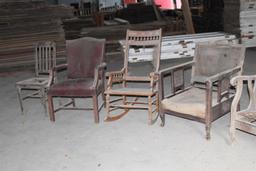 Lot of 8 assorted chairs and barstool; assorted sizes