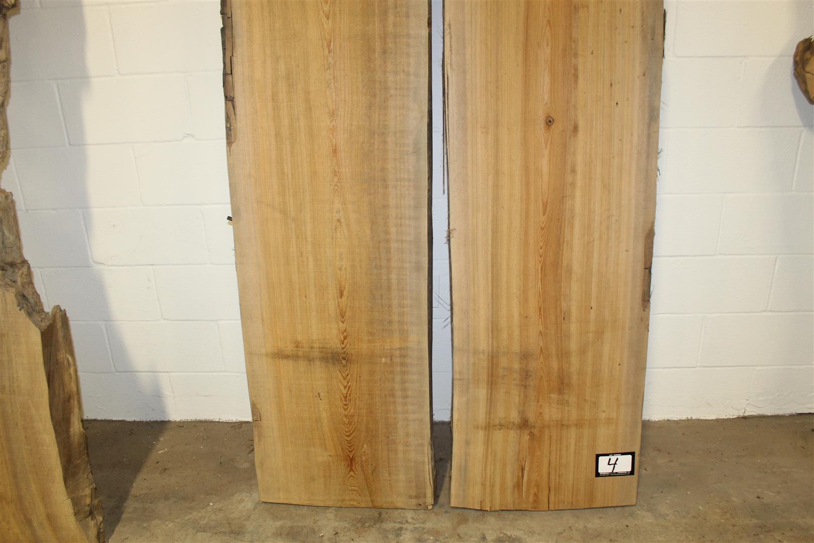 Set of two locally salvaged  Live Edge Sinker Cypress slabs; dimensions approximately 2" x 20" x 8'