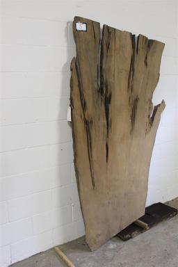 One Locally salvaged Live Edge Asymmetrical Sinker Cypress Slab;  approx. 2" thick x 4' wide x 80" t