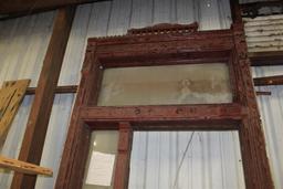 Victorian Antique entrance façade with transom; dimensions approximately 11" deep x 63" wide x 128"