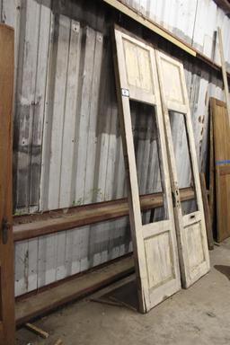 Set of antique chippy painted Selma, AL doors; approx. 2" x 27" x 107" ea.