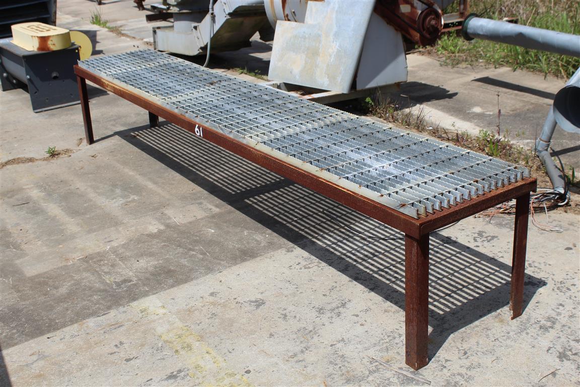 LOT OF METAL STAIRS, ROLLER CONVEYOR & SHOP TABLE