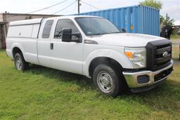 2011 FORD F250, CREW CAB, 84,000 MILES W/CAMPER TOP W/TAILGATE PROVIDED, VIN# 1FTRW12W78FB19895