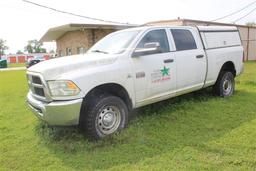 2012 DODGE 2500 HVY DUTY, 4X4, CUMMINS TURBO DSL W/CAMPER TOP W/TAILGATE PROVIDED