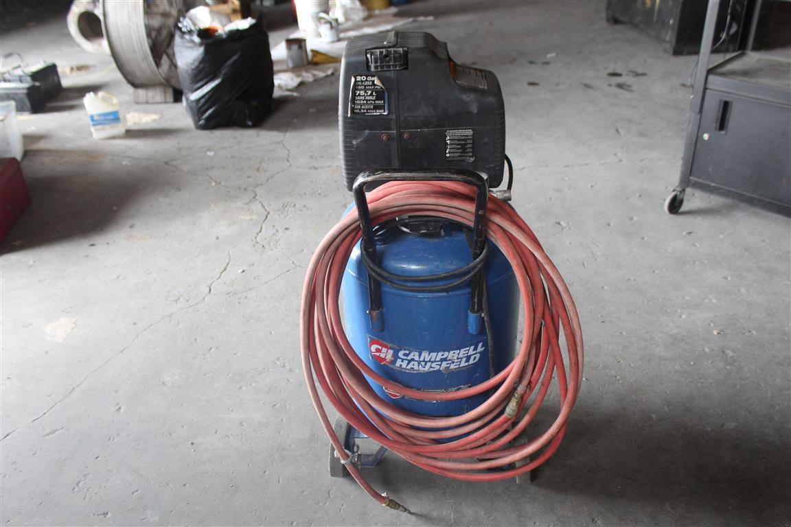 CH CAMPBELL HAUSFELD SHOP COMPRESSOR, 20 GALLON, 150 PSI W/HOSES