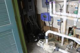 CONTENTS OF POOL ROOM, INCLUDING SJ-SERIES CIRCUPOOL, TRITON II POOL PUMP, ELECTRICAL PANELS, ALL IT