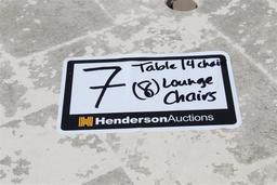 (8) METAL/PLASTIC LOUNGE CHAIRS AND TABLES, PATIO SET OF TABLE AND 4 CHAIRS, LOAD-OUT AND REMOVAL IS