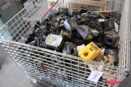 BASKET OF BATTERY CHARGERS