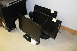 Lot of Misc Computer Parts -- Screens, Cords, Tower