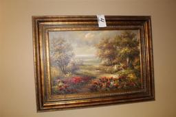 35 Inch x 47 Inch Framed Picture (Trees and Flowers)