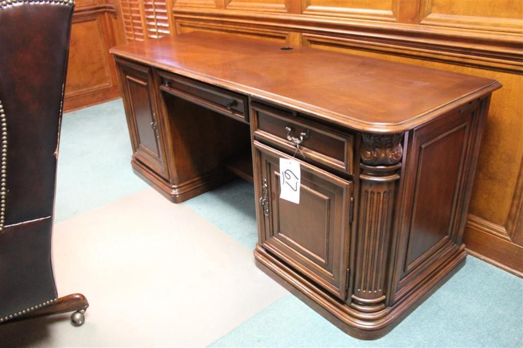 (4) Pieces of Hooker Office Furniture - Desk - Chair - Credenza - and Matching Cabinet