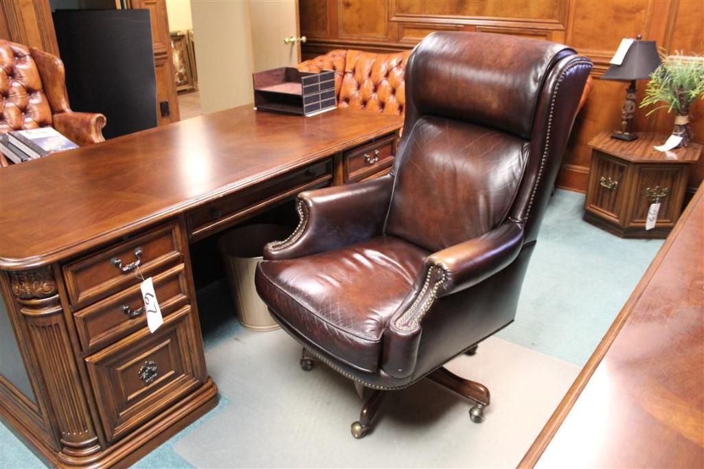 (4) Pieces of Hooker Office Furniture - Desk - Chair - Credenza - and Matching Cabinet