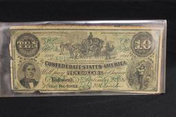 CONFEDERATE STATES AMERICA, September 2nd 1861, Will Pay Ten Dollars to Bearer