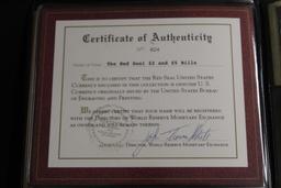 THE RED SEAL #2 BILLS, Certificate of Authenticity with Four Two Dollar Bills