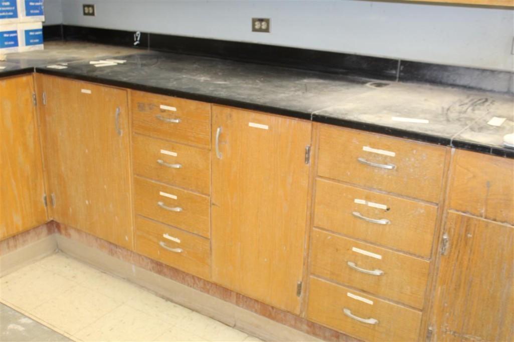 158" x 30" 4 Door 12 Drawer Cabinet/Counter Top w/ sink