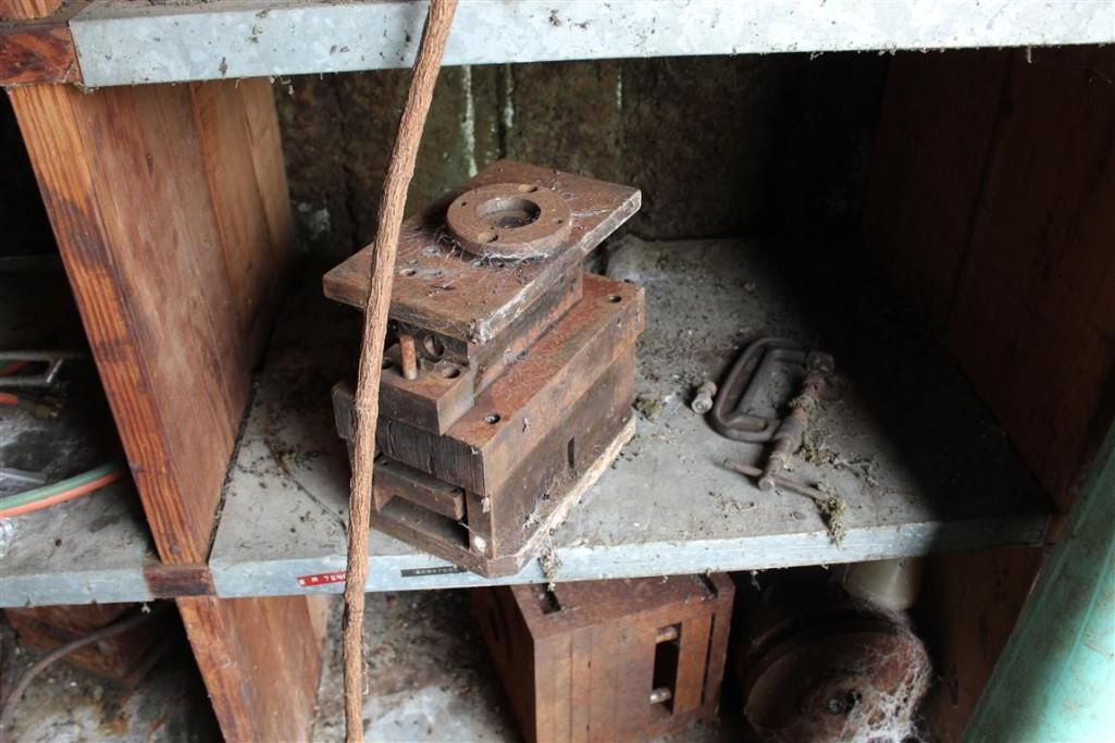 Lot of Wood Shelves with Injection Molding Contents