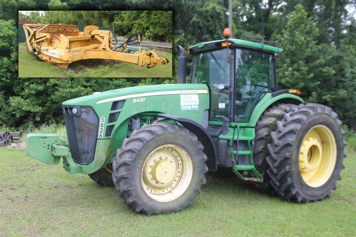 2007 JOHN DEERE 8430 4X4 and JOHN DEERE 1510C CARRY ALL SCRAPER