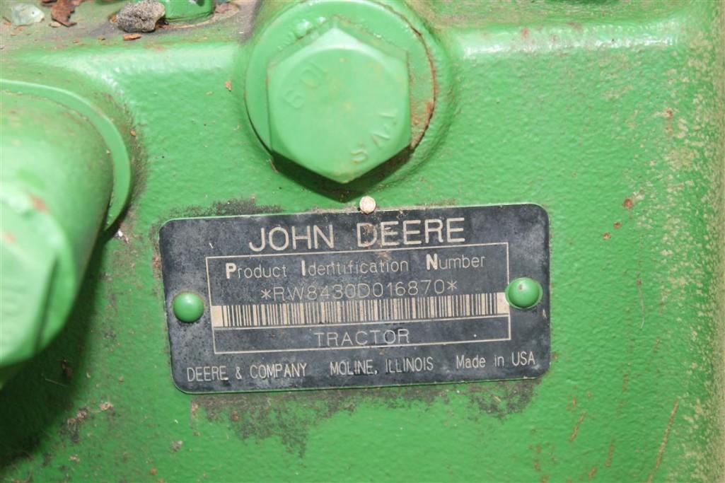 2007 JOHN DEERE 8430 4X4 and JOHN DEERE 1510C CARRY ALL SCRAPER