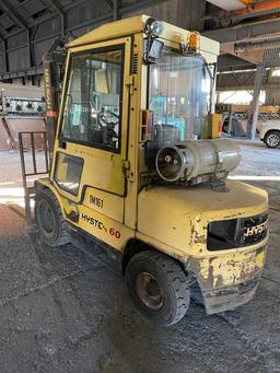 HYSTER H60XM LP Forklift, s/n H177B39374A, 6,000 Lb. Capacity, 3-Stage Mast, Side Shift, Cab