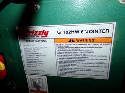 Grizzly 6" Jointer, 1 HP   -  MODEL  G1182HW