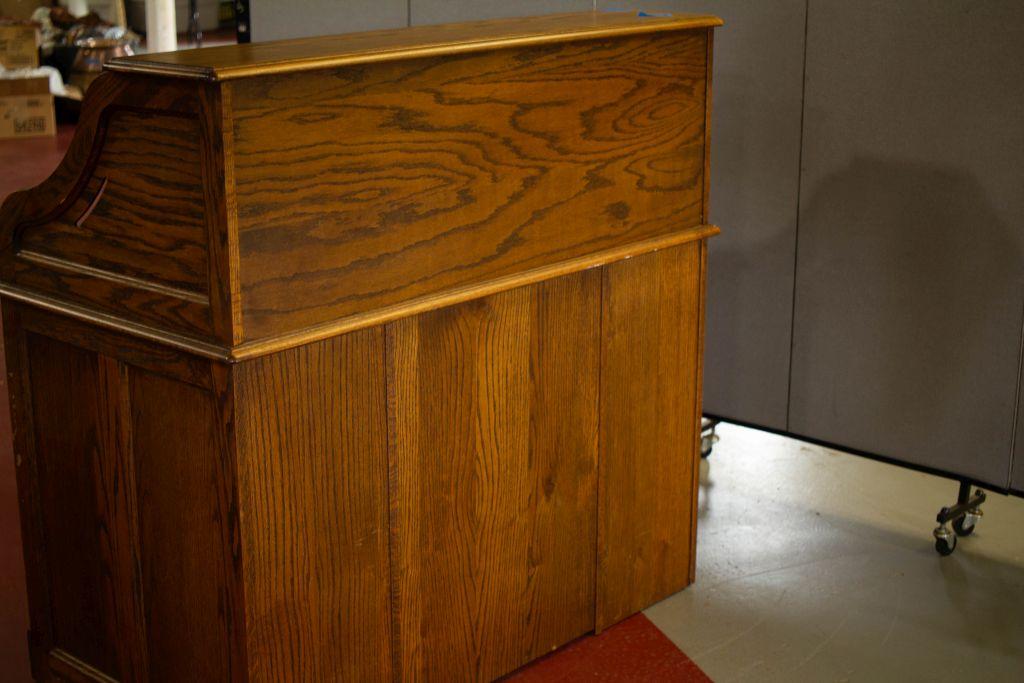 Oak Roll Top Desk and Chair