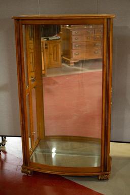 Oak Curved Glass Display Cabinet