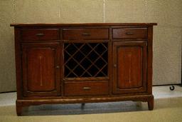 Cherry Granite Top Buffet with Built in Wine Rack