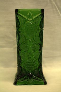 Green Pressed Glass Vase