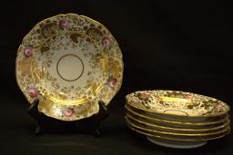 6 Gold Trimmed Porcelain Bowls