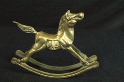 Pair of Brass Rocking Horses