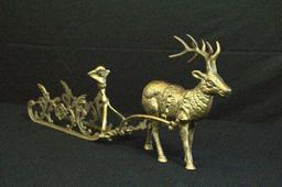 Brass Reindeer & Sleigh