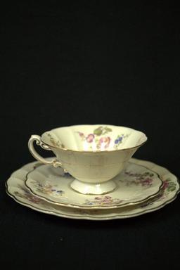4 Single Tea Services, Cup, Saucer, & Plate