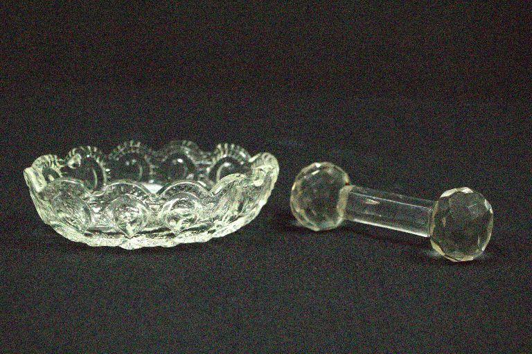 Knife Rest & Small Victorian Pressed Glass Bowl