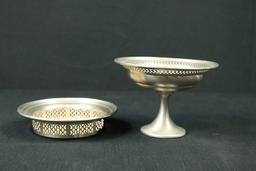 Pewter Reticulated Footed Bowl & Plate