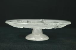 Leaf Pressed Glass Footed Cake Plate