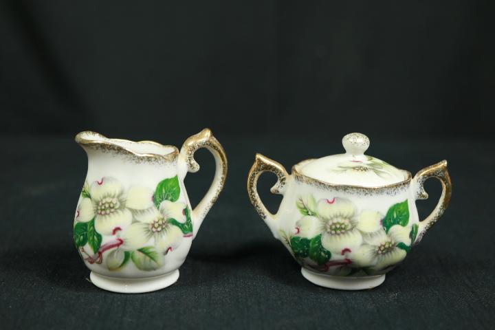 Floral Pattern Sugar & Creamer