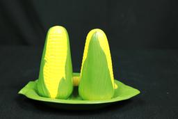 Corn Shaped Salt & Pepper on Tray