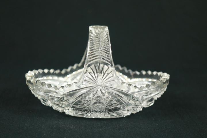 Handled Oval Pressed Glass Bowl