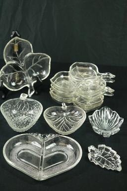 5 Glass Leaf Trays & 5 Misc. Glass Trays