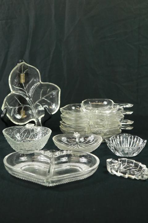 5 Glass Leaf Trays & 5 Misc. Glass Trays