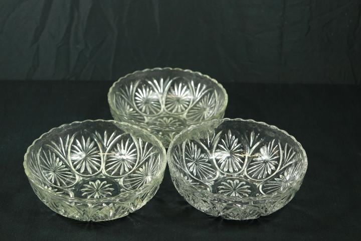 3 Pressed Glass Bowls