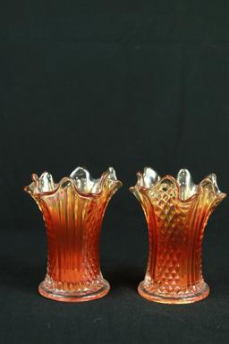 Pair Of Carnival Glass Vases