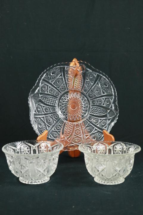 2 Pressed Glass Bowls & Plate