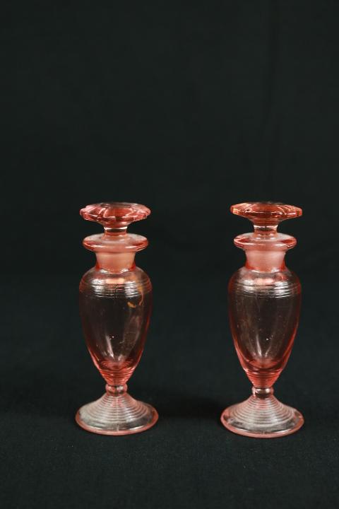 2 Depression Glass Perfume Bottles