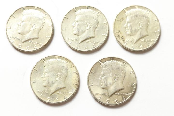 5 1964 Kennedy Halves