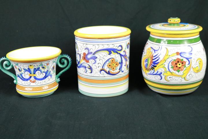 Hand Painted Canisters & Tea Set