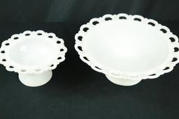 2 Footed Milkglass Round Stands