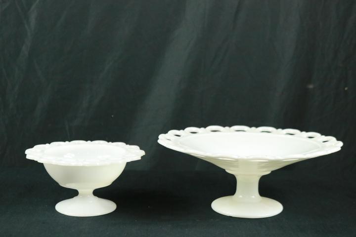 2 Footed Milkglass Round Stands