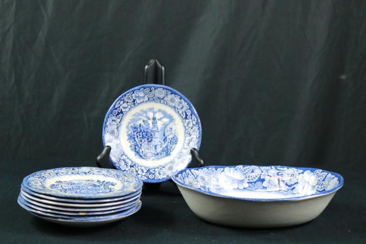 Assorted Pieces Of Liberty Blue China & Currier